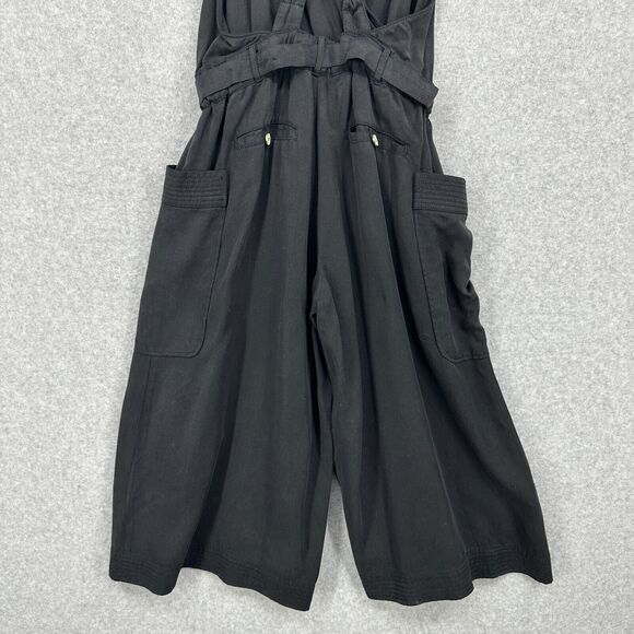 Elevenses Jumpsuit Womens 2 Black Anthropologie Sable Romper Cropped Wide Leg - Picture 8 of 11